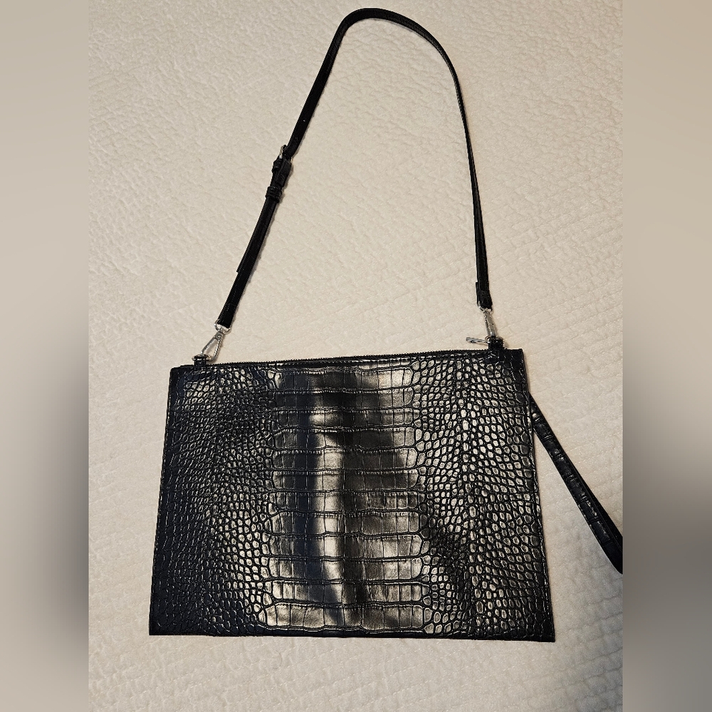 Zara Croc Embossed Clutch Crossbody Bag - Picture 4 of 6